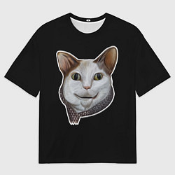 Футболка оверсайз мужская Кот - Бу испугался мем, цвет: 3D-принт