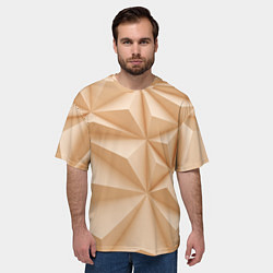Футболка оверсайз мужская Бежевые полигональные фигуры, цвет: 3D-принт — фото 2