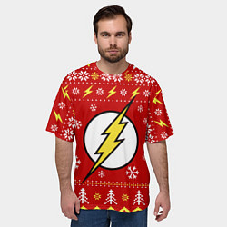 Футболка оверсайз мужская Флэш новогодний, цвет: 3D-принт — фото 2