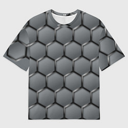 Футболка оверсайз мужская Стальные шестигранники на сером фоне, цвет: 3D-принт