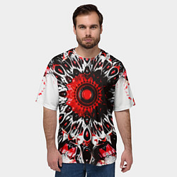 Футболка оверсайз мужская Красная сюрреалистичная абстракция, цвет: 3D-принт — фото 2