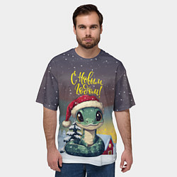 Футболка оверсайз мужская С новым 2025 годом змейка, цвет: 3D-принт — фото 2