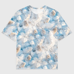 Мужская футболка оверсайз Мороз и солнце - еловые шишки