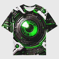 Мужская футболка оверсайз Зелёная сфера киберпанк