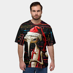 Футболка оверсайз мужская Санта Клаус - инопланетянин, цвет: 3D-принт — фото 2