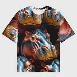 Мужская футболка оверсайз Бегемоты