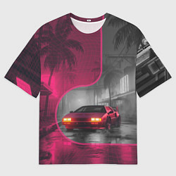 Футболка оверсайз мужская Спорткар в тропическом городе, цвет: 3D-принт
