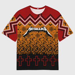 Футболка оверсайз мужская Metallica christmas ugly sweater, цвет: 3D-принт