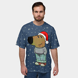 Футболка оверсайз мужская Новогодний чиловый парень, цвет: 3D-принт — фото 2