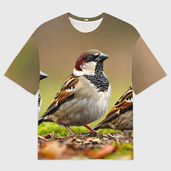 Футболка оверсайз мужская Воробей, цвет: 3D-принт