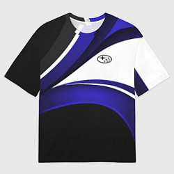 Мужская футболка оверсайз Субару - белая волна