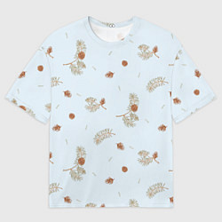 Футболка оверсайз мужская Зимние ветки сосны и шишки, цвет: 3D-принт