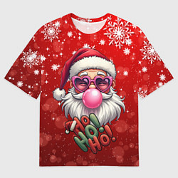 Футболка оверсайз мужская Санта в розовых очках и жвачкой, цвет: 3D-принт