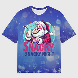 Футболка оверсайз мужская Санта ест печенье с молоком, цвет: 3D-принт