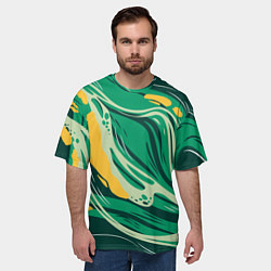 Футболка оверсайз мужская Абстрактные полосы в зелёных тонах, цвет: 3D-принт — фото 2