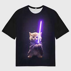 Мужская футболка оверсайз Котик джедай