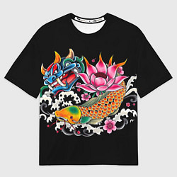 Футболка оверсайз мужская Татуировка в японском стиле, цвет: 3D-принт