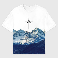 Футболка оверсайз мужская 30 Seconds to Mars - снежные горы, цвет: 3D-принт