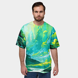 Футболка оверсайз мужская Зелёная кислотная абстракция, цвет: 3D-принт — фото 2