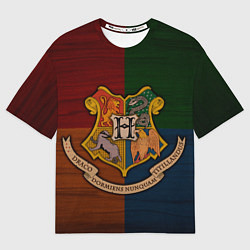 Футболка оверсайз мужская Hogwarts emblem, цвет: 3D-принт