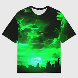 Мужская футболка оверсайз Кислотный зелёный закат