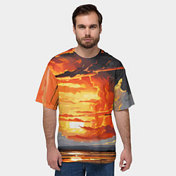 Футболка оверсайз мужская Багровый закат, цвет: 3D-принт — фото 2