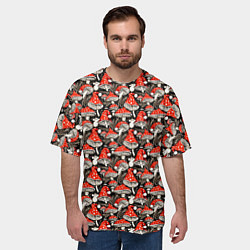 Футболка оверсайз мужская Новогодние мухоморы колпаки, цвет: 3D-принт — фото 2