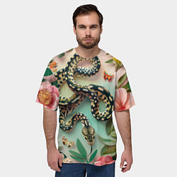 Футболка оверсайз мужская Змея и бабочки, цвет: 3D-принт — фото 2
