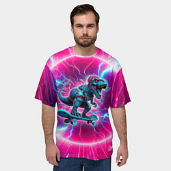 Футболка оверсайз мужская Cyber tyrannosaurus is a cool skateboarder, цвет: 3D-принт — фото 2
