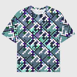 Футболка оверсайз мужская Бирюзовый абстрактный паттерн, цвет: 3D-принт