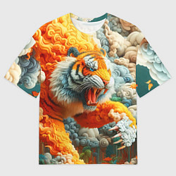 Футболка оверсайз мужская Сказочный облачный тигр - нейроарт фантазия, цвет: 3D-принт