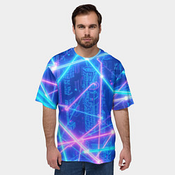 Футболка оверсайз мужская Неоновые провода, цвет: 3D-принт — фото 2