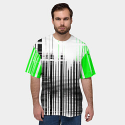 Футболка оверсайз мужская Зелёно-чёрный гранж на белом фоне, цвет: 3D-принт — фото 2