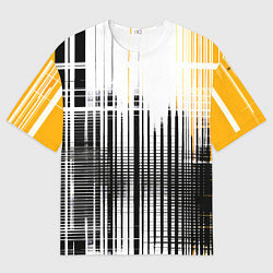 Футболка оверсайз мужская Жёлто-чёрный гранж на белом фоне, цвет: 3D-принт