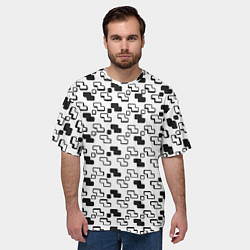Футболка оверсайз мужская Чёрно-белые фигуры на белом фоне, цвет: 3D-принт — фото 2