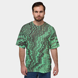 Футболка оверсайз мужская Разводы в зеленом цвете, цвет: 3D-принт — фото 2