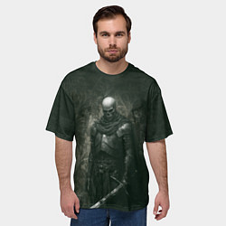 Футболка оверсайз мужская Боевой скелет с мечом, цвет: 3D-принт — фото 2