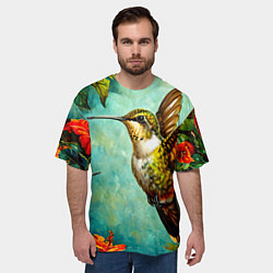 Футболка оверсайз мужская Колибри в природе, цвет: 3D-принт — фото 2