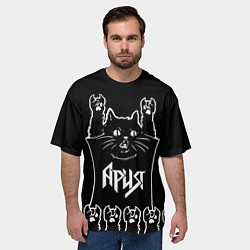 Футболка оверсайз мужская Ярия: кот рок, цвет: 3D-принт — фото 2