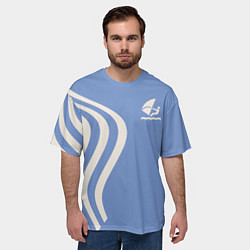 Футболка оверсайз мужская Парусник и волны на голубом, цвет: 3D-принт — фото 2