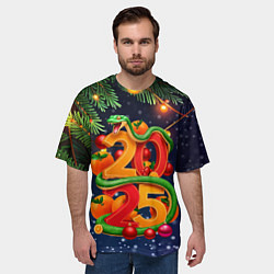 Футболка оверсайз мужская Змея и мандарины 2025, цвет: 3D-принт — фото 2