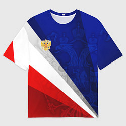 Футболка оверсайз мужская Герб России - триколор, цвет: 3D-принт