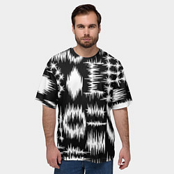 Футболка оверсайз мужская Штриховка - геометрическая абстракция, цвет: 3D-принт — фото 2