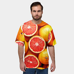 Футболка оверсайз мужская Грейпфруты, цвет: 3D-принт — фото 2