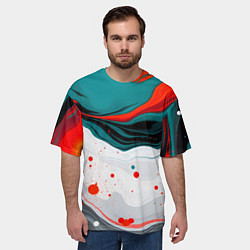 Футболка оверсайз мужская Эбру красочная абстракция, цвет: 3D-принт — фото 2