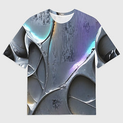 Футболка оверсайз мужская Полированный серебряный металл, цвет: 3D-принт
