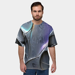 Футболка оверсайз мужская Полированный серебряный металл, цвет: 3D-принт — фото 2