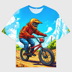 Футболка оверсайз мужская BMX трюкач, цвет: 3D-принт