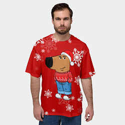 Футболка оверсайз мужская Чиловый парень и снежинки, цвет: 3D-принт — фото 2