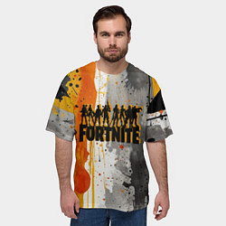 Футболка оверсайз мужская Фортнайт на фоне разлитых красок, цвет: 3D-принт — фото 2